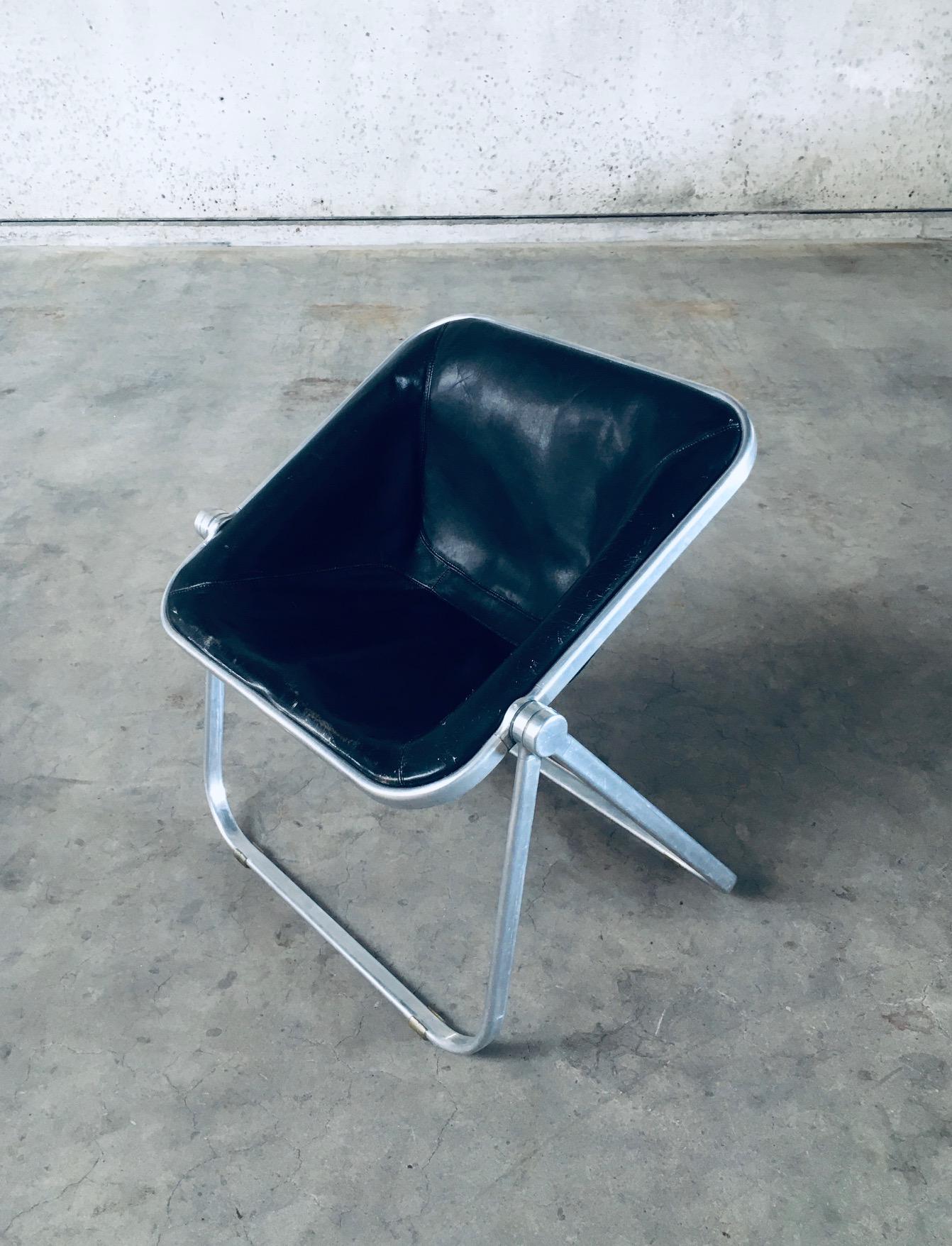 Italian PLONA Leather Side Chair by Giancarlo Piretti for Castelli, 1970's Italy For Sale