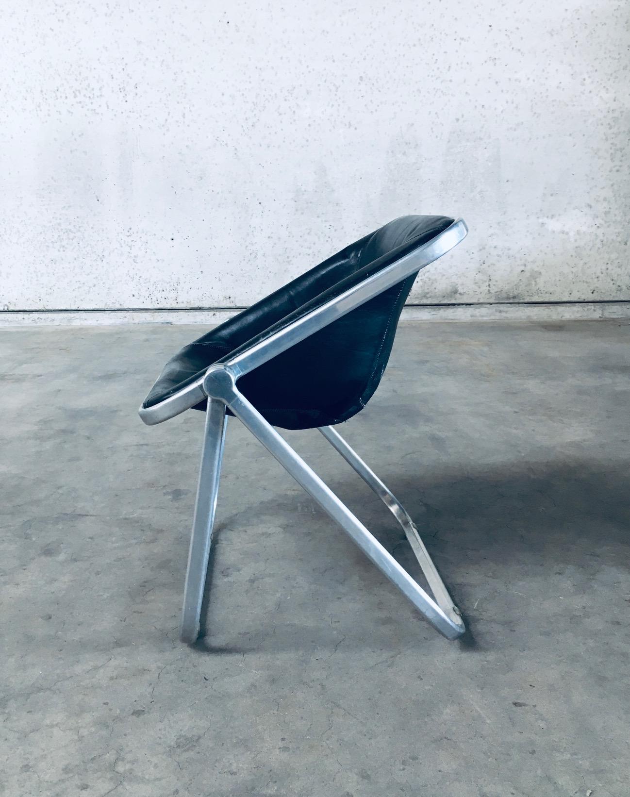 PLONA Leather Side Chair by Giancarlo Piretti for Castelli, 1970's Italy In Good Condition For Sale In Oud-Turnhout, VAN