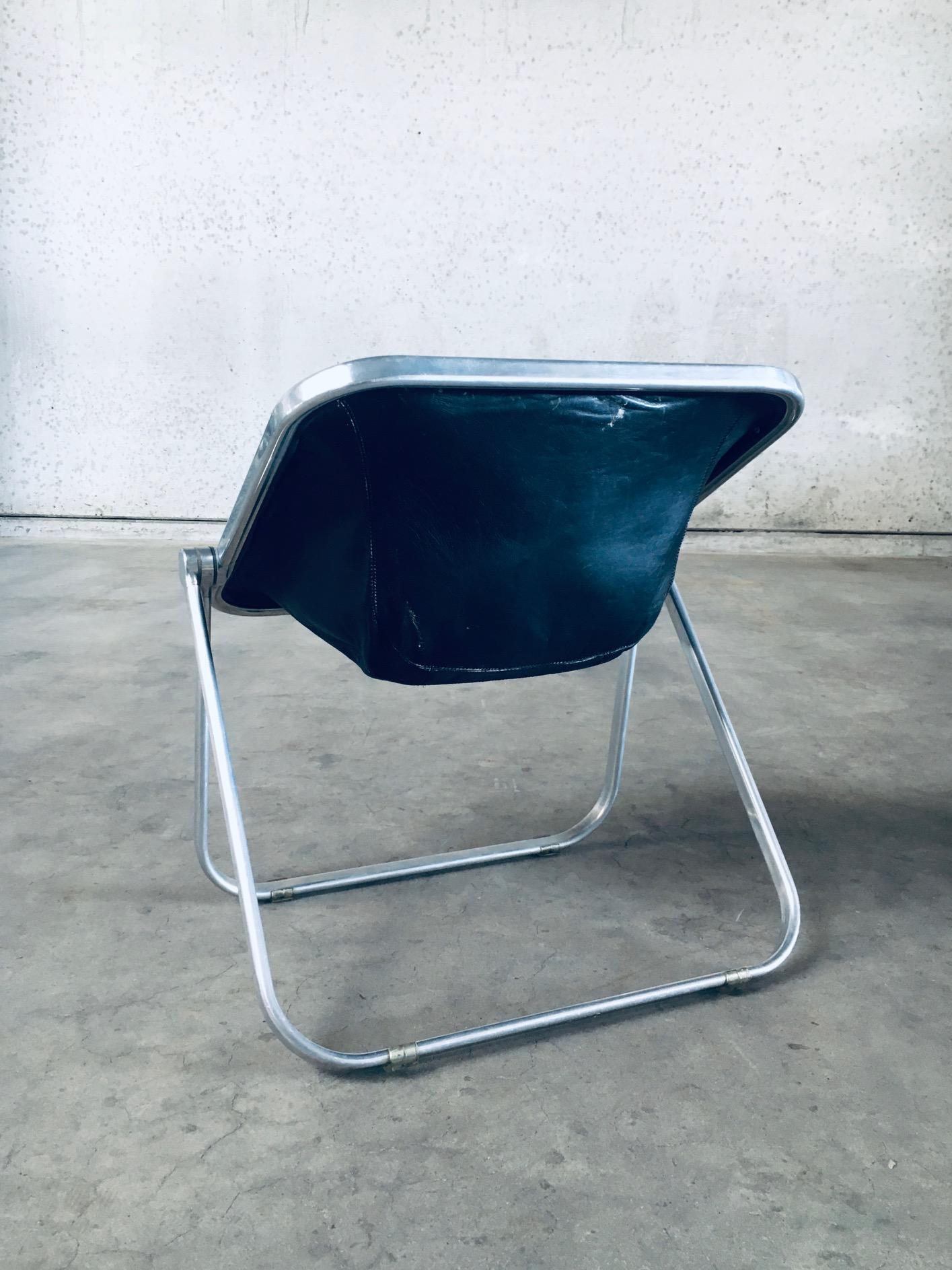 Late 20th Century PLONA Leather Side Chair by Giancarlo Piretti for Castelli, 1970's Italy For Sale