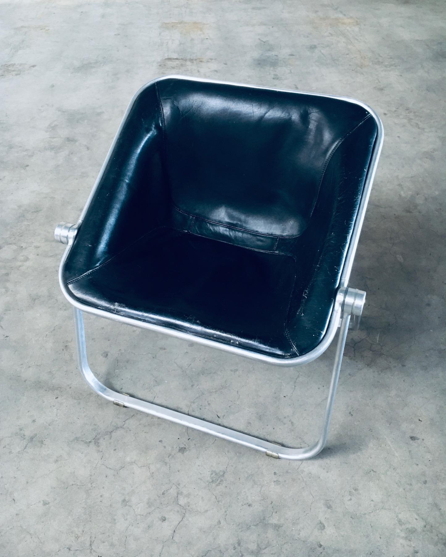 PLONA Leather Side Chair by Giancarlo Piretti for Castelli, 1970's Italy For Sale 1