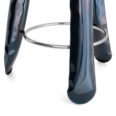 Plopp Bar Polished Cosmic Blue Color Carbon Steel Seating by Zieta