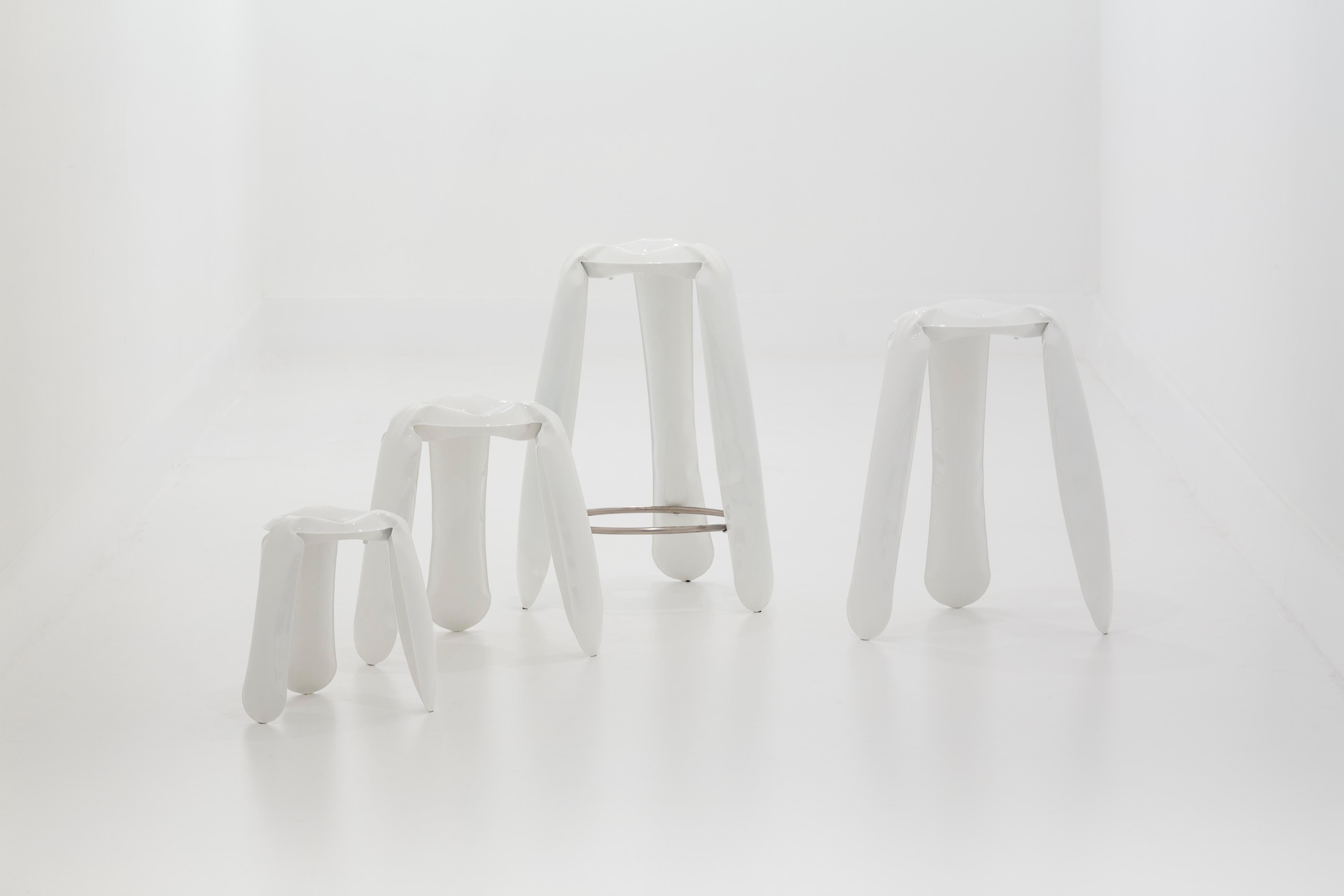 Plopp stool is an icon and a bestseller of Zieta Prozessdesign. The unique, toy-looking and playful shape of Plopp is an effect of an innovative forming method – FIDU. FIDU technology means that two ultra-thin steel sheets are welded together around