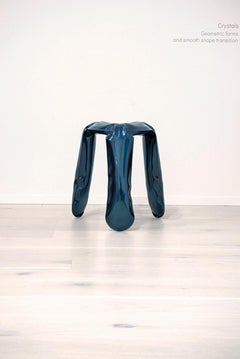 Plopp Kitchen Polished Cosmic Blue Color Carbon Steel Seating by Zieta