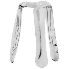 Plopp Kitchen Stool in Polished Stainless Steel by Zieta