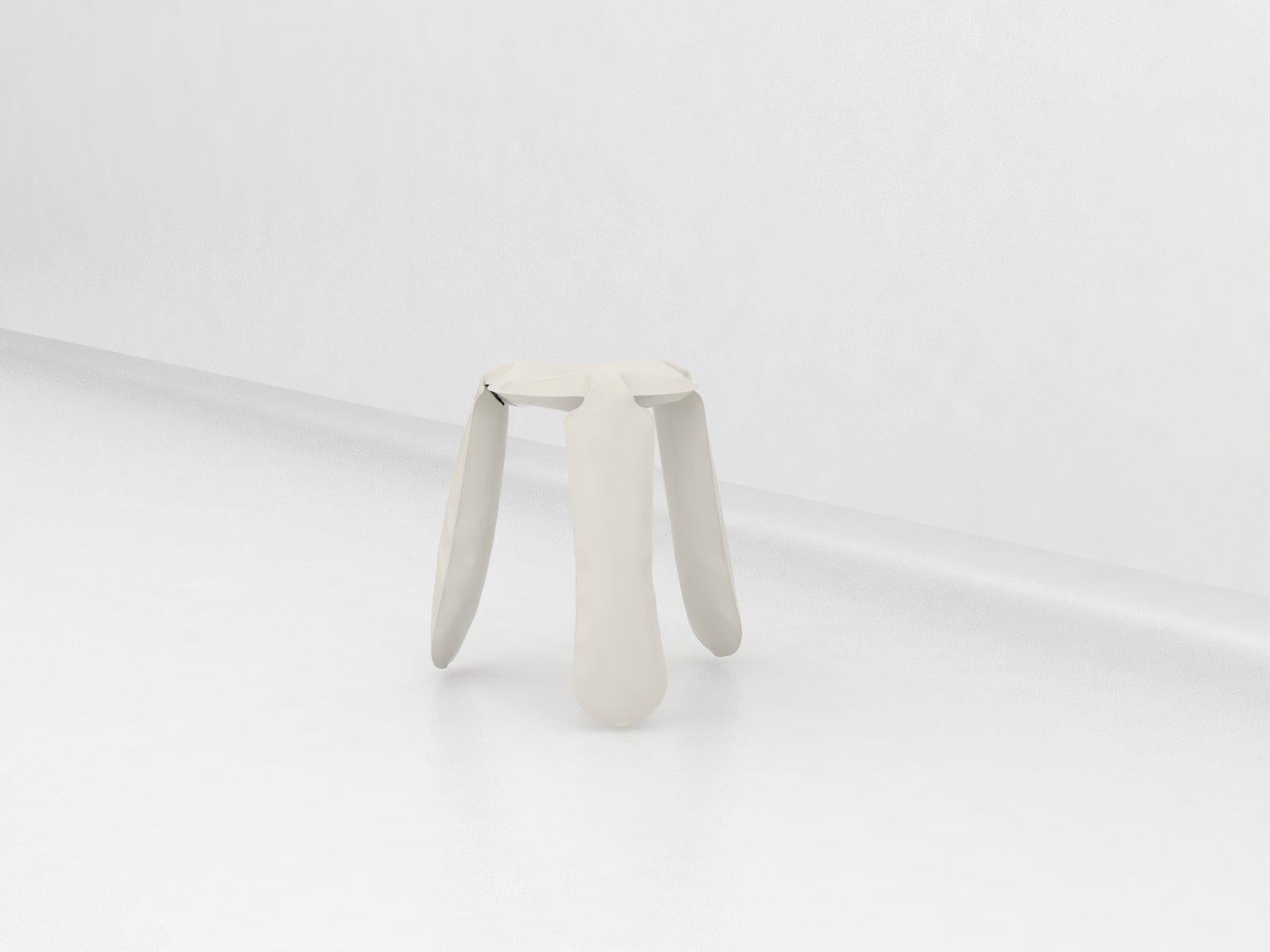 Plopp stool is an icon and a bestseller of Zieta Prozessdesign. The unique, toy-looking and playful shape of Plopp is an effect of an innovative forming method FIDU. FIDU technology means that two ultra-thin steel sheets are welded together around