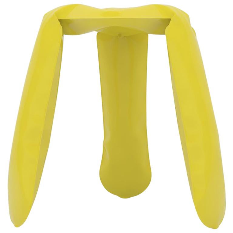 Plopp Standard Stool in Glossy Yellow Steel by Zieta