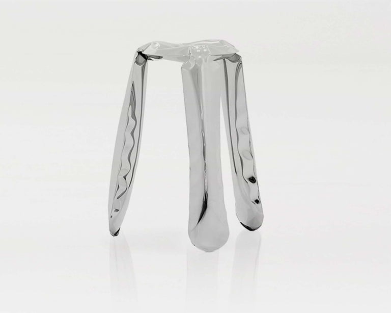 Industrial Plopp Stool 'Kitchen Size' by Zieta Prozessdesign, Stainless Steel ‘Inox’ For Sale