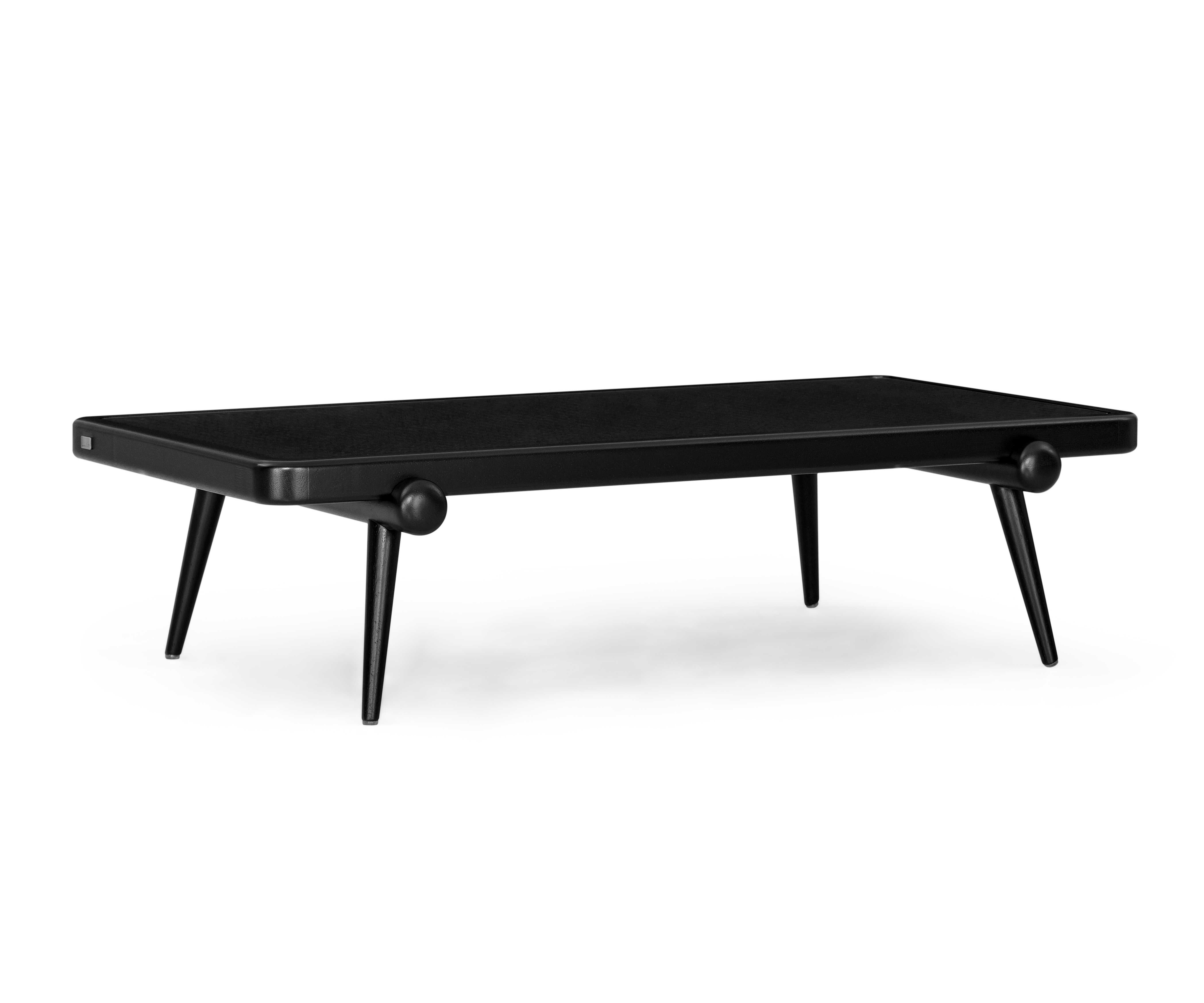 Moderno Tavolino da caffè personalizzabile con Wood Wood nero e piano a canne da 47 pollici - Collection'S in vendita