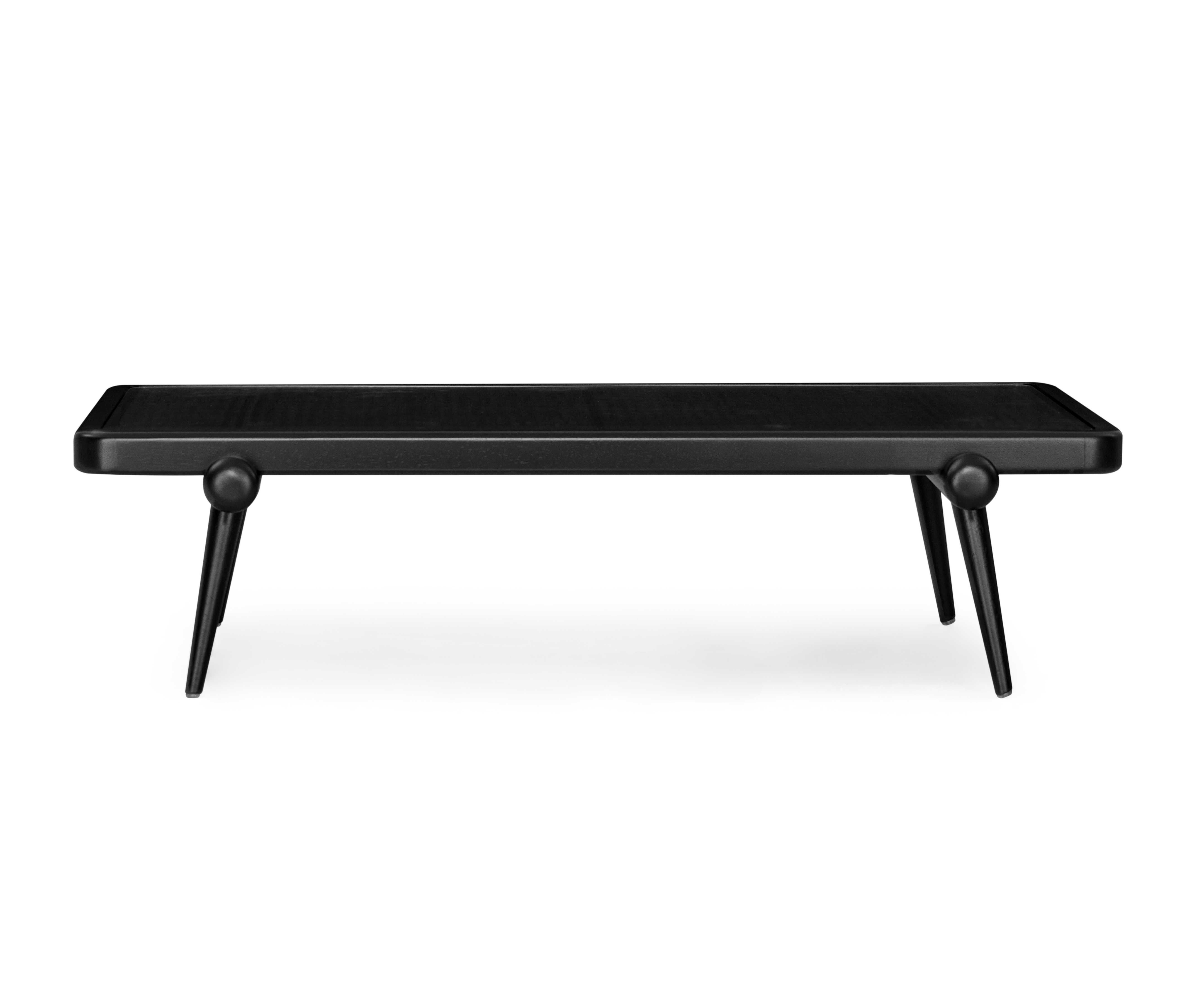 Brasiliano Tavolino da caffè personalizzabile con Wood Wood nero e piano a canne da 47 pollici - Collection'S in vendita