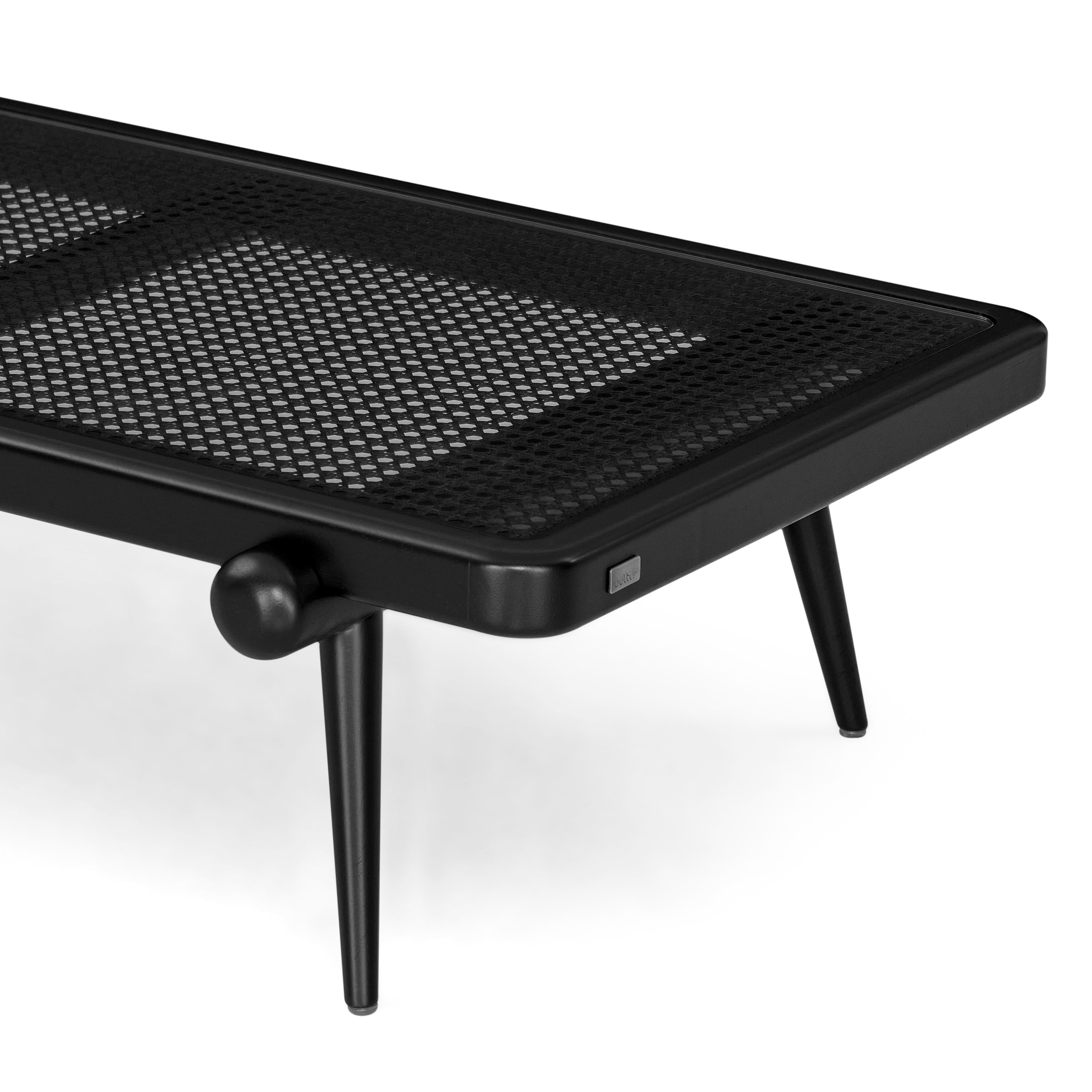 Tavolino da caffè personalizzabile con Wood Wood nero e piano a canne da 47 pollici - Collection'S in vendita 1