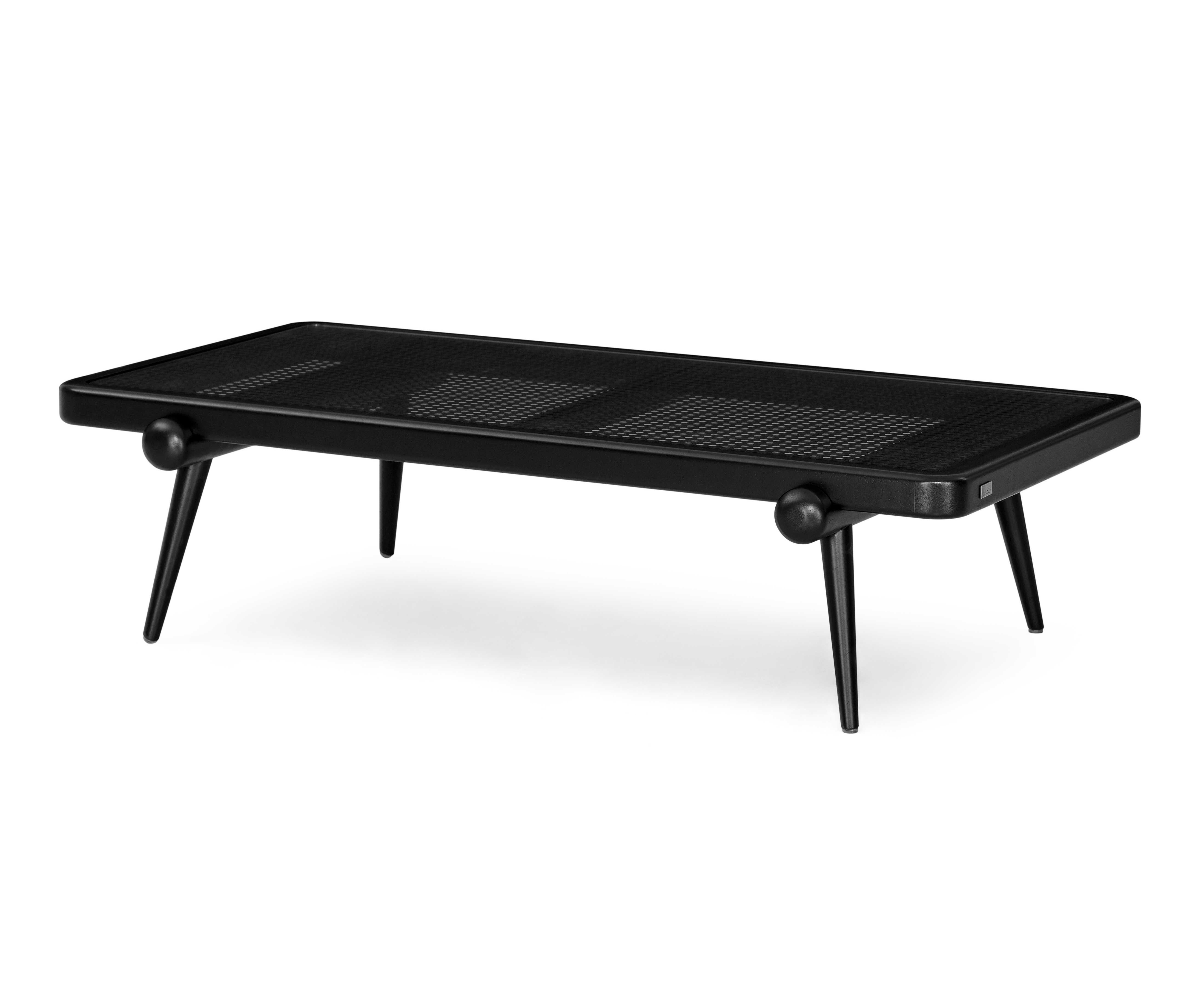 Tavolino da caffè personalizzabile con Wood Wood nero e piano a canne da 47 pollici - Collection'S in vendita