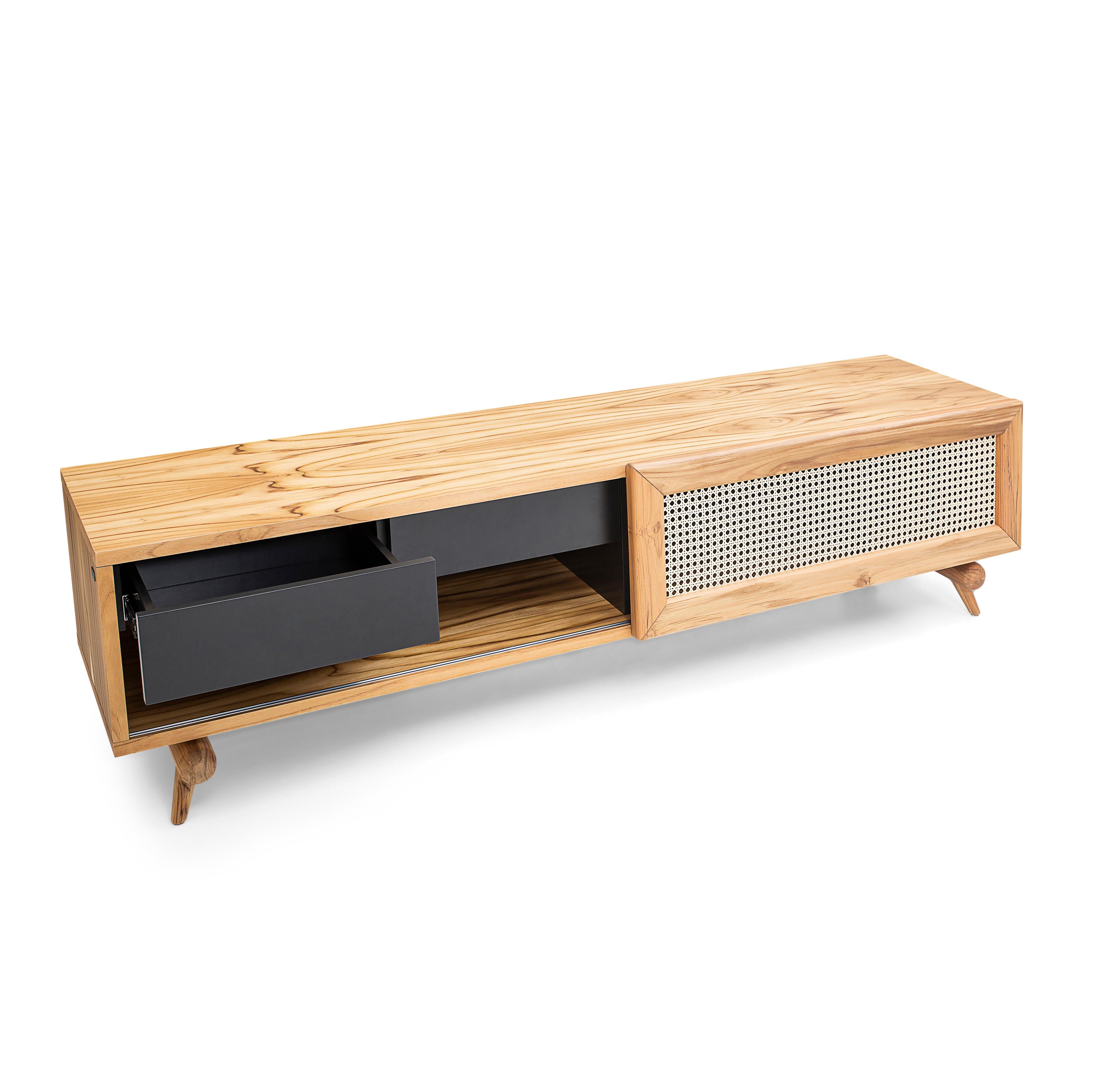 tv stand with cane doors