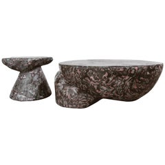 Plote and Prov Tables Set in Scagliola, Cement for Indoor or Outdoor by Mtharu