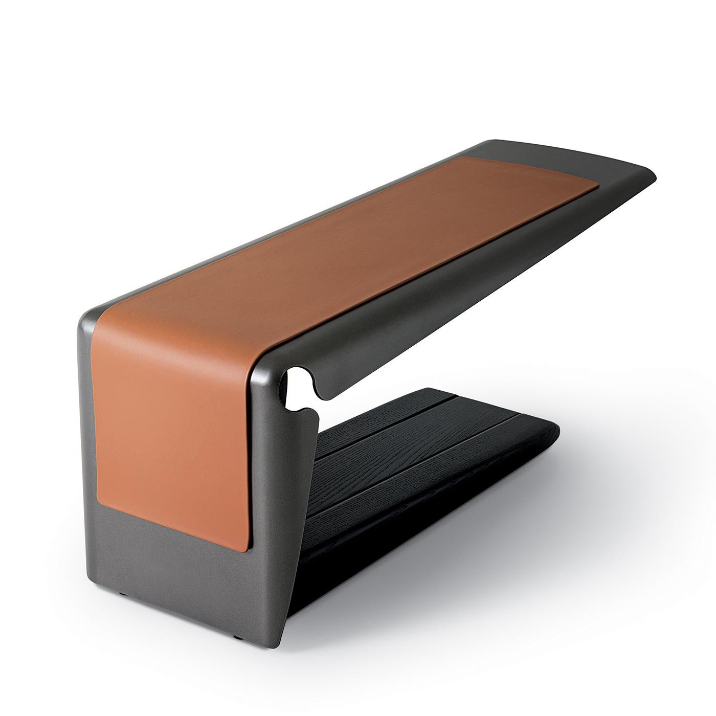 Italian PLOTO Black Metal and Ash Wood Coffee Table For Sale