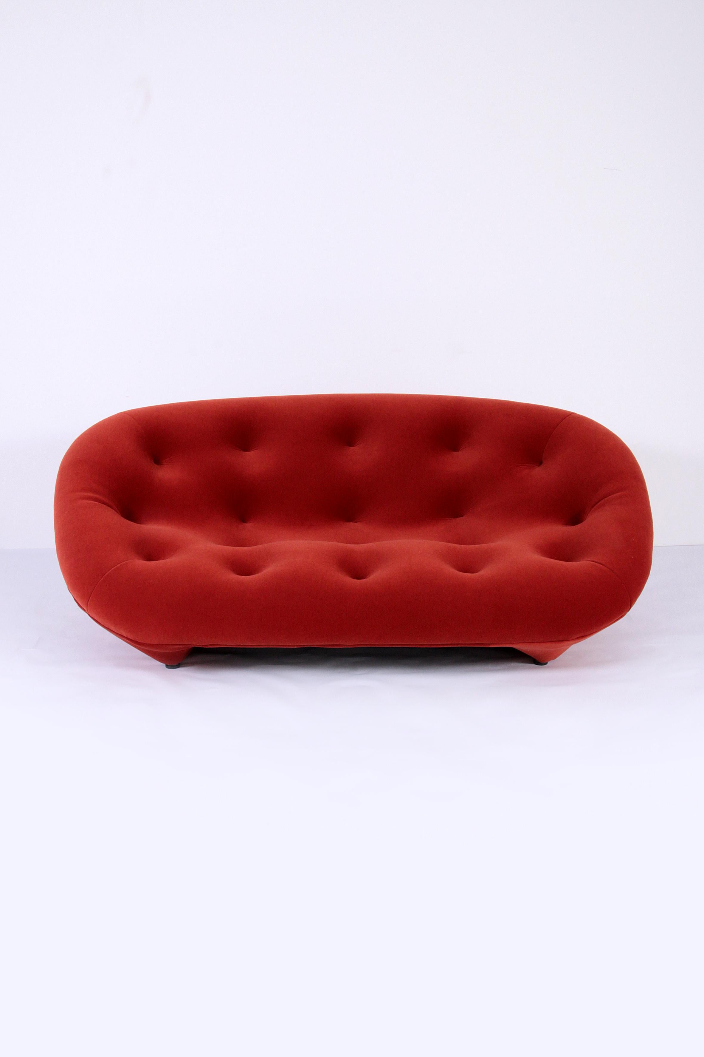 French Ploum Sofa by Ligne Roset in Rusty Orange Velvet