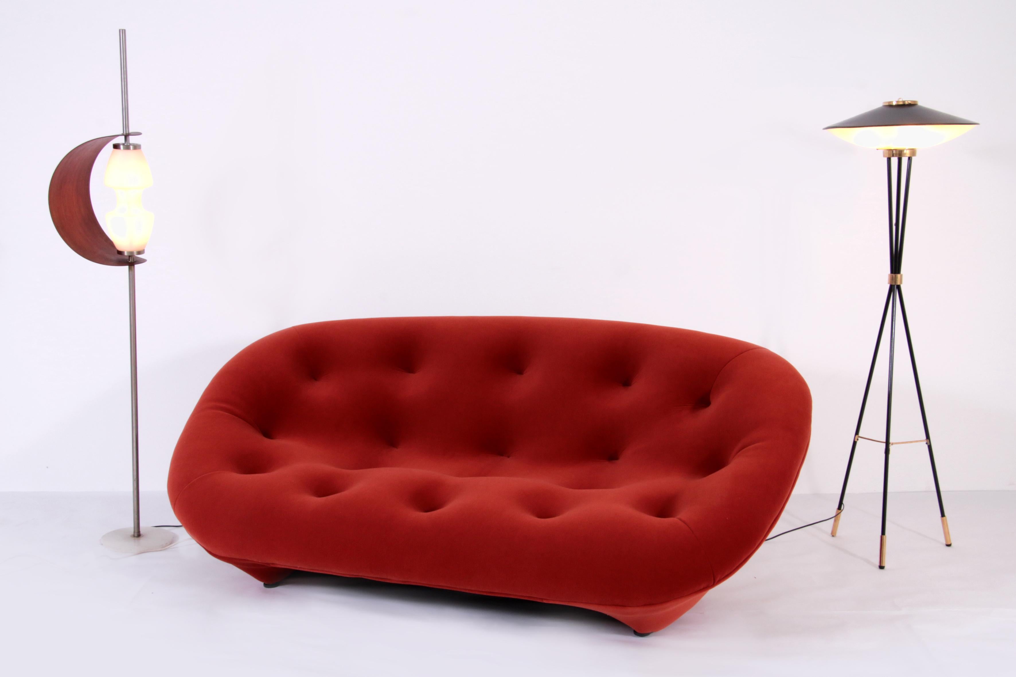 Ploum Sofa by Ligne Roset in Rusty Orange Velvet In Excellent Condition In Oirlo, LI