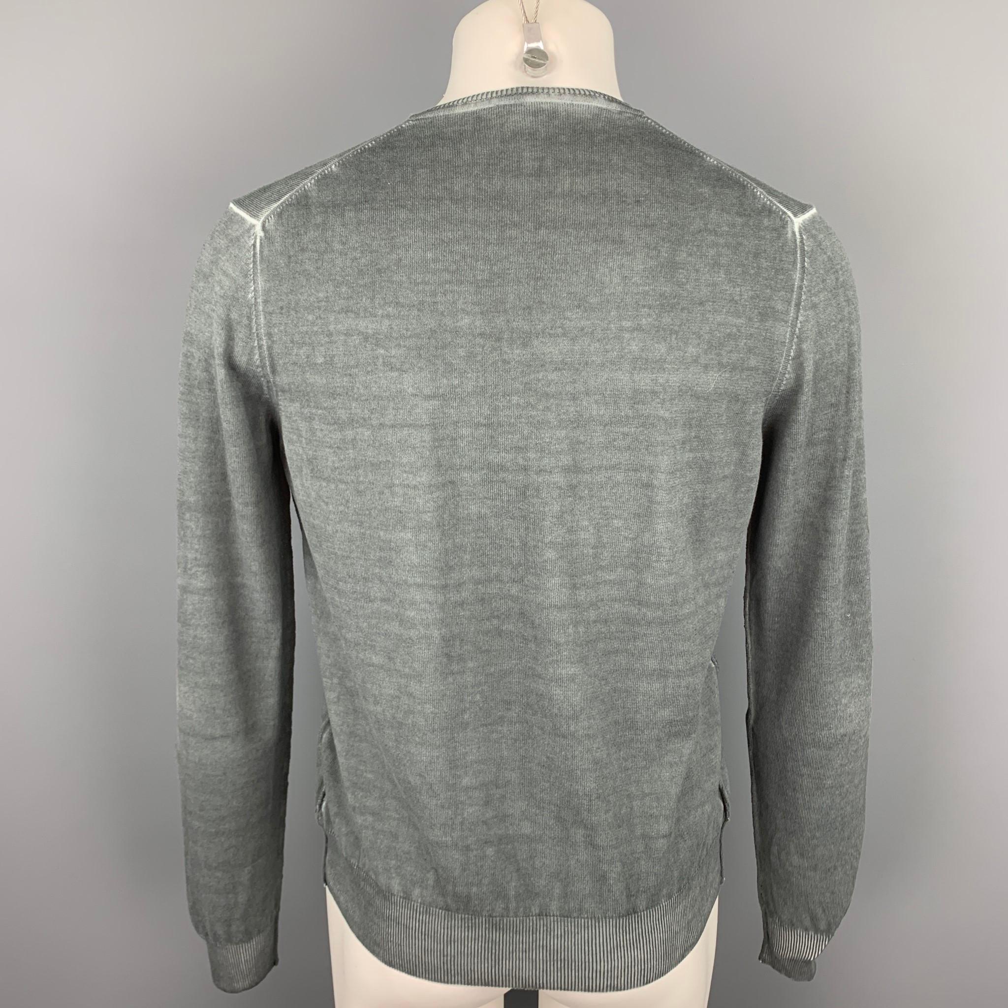 Gray PLOUMANACH Size M Slate Dyed Cotton V-Neck Pullover