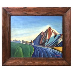 "Plowing the Field" Signed 1930s Painting