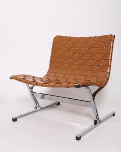 Woven Leather Lounge chairs by Ross Littell