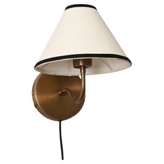 Brass and Linen Shade  Bed Side or Hallway  Wall Lamp