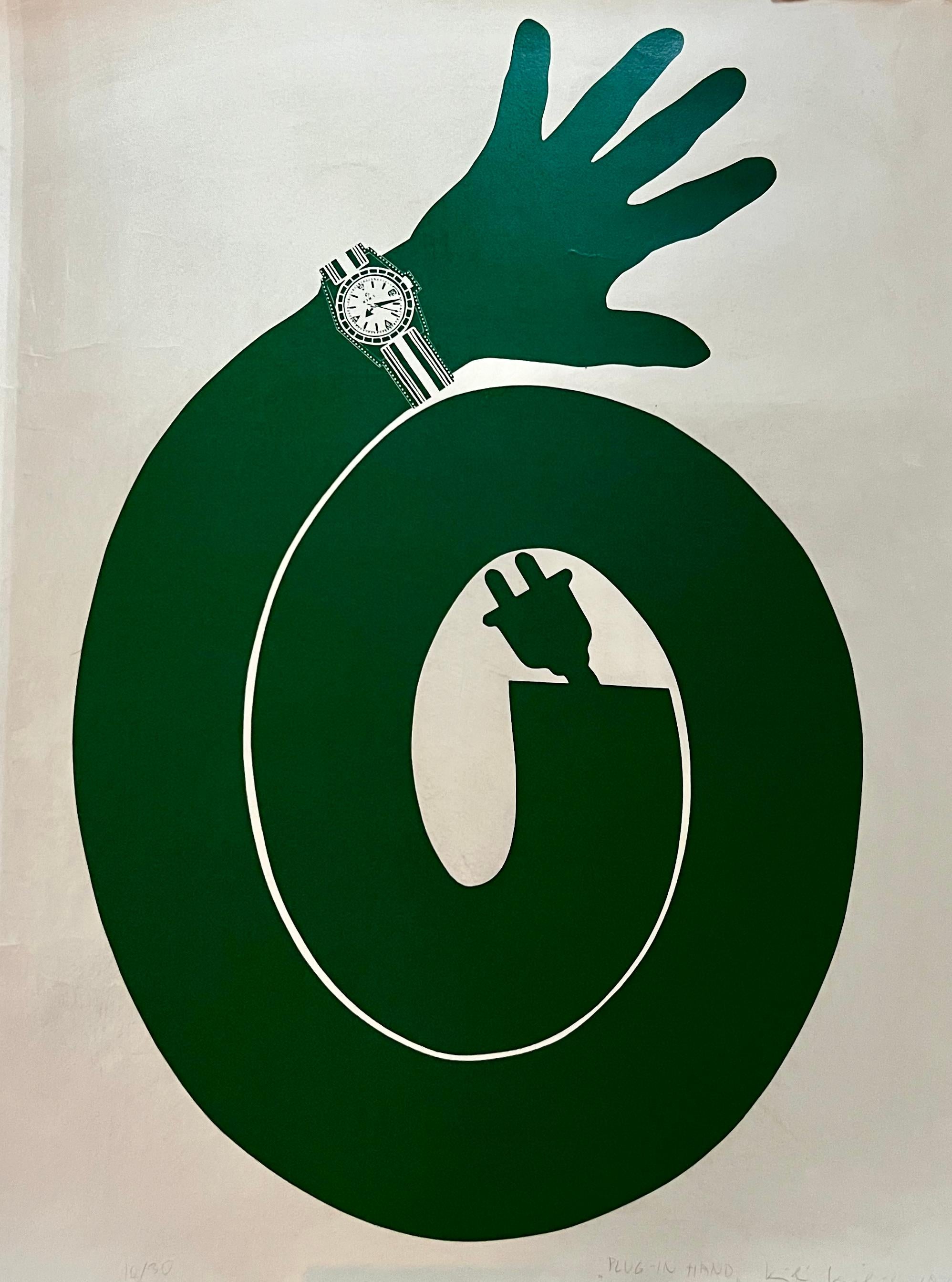Plug in Hand Silkscreen on Paper Signed Lithography by Kiki Kogelnik in 1968 For Sale 1