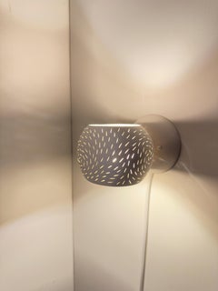 Applique Plug-in Porcupine - Modello a linee con dimmer in nichel, lampada da parete in ceramica