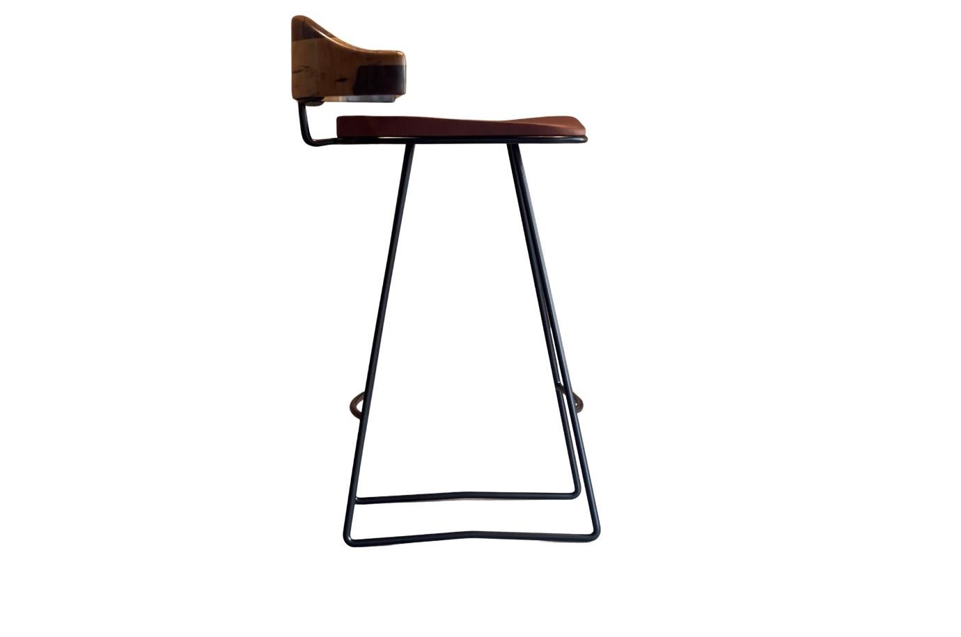 Minimalist Plug stool with back For Sale