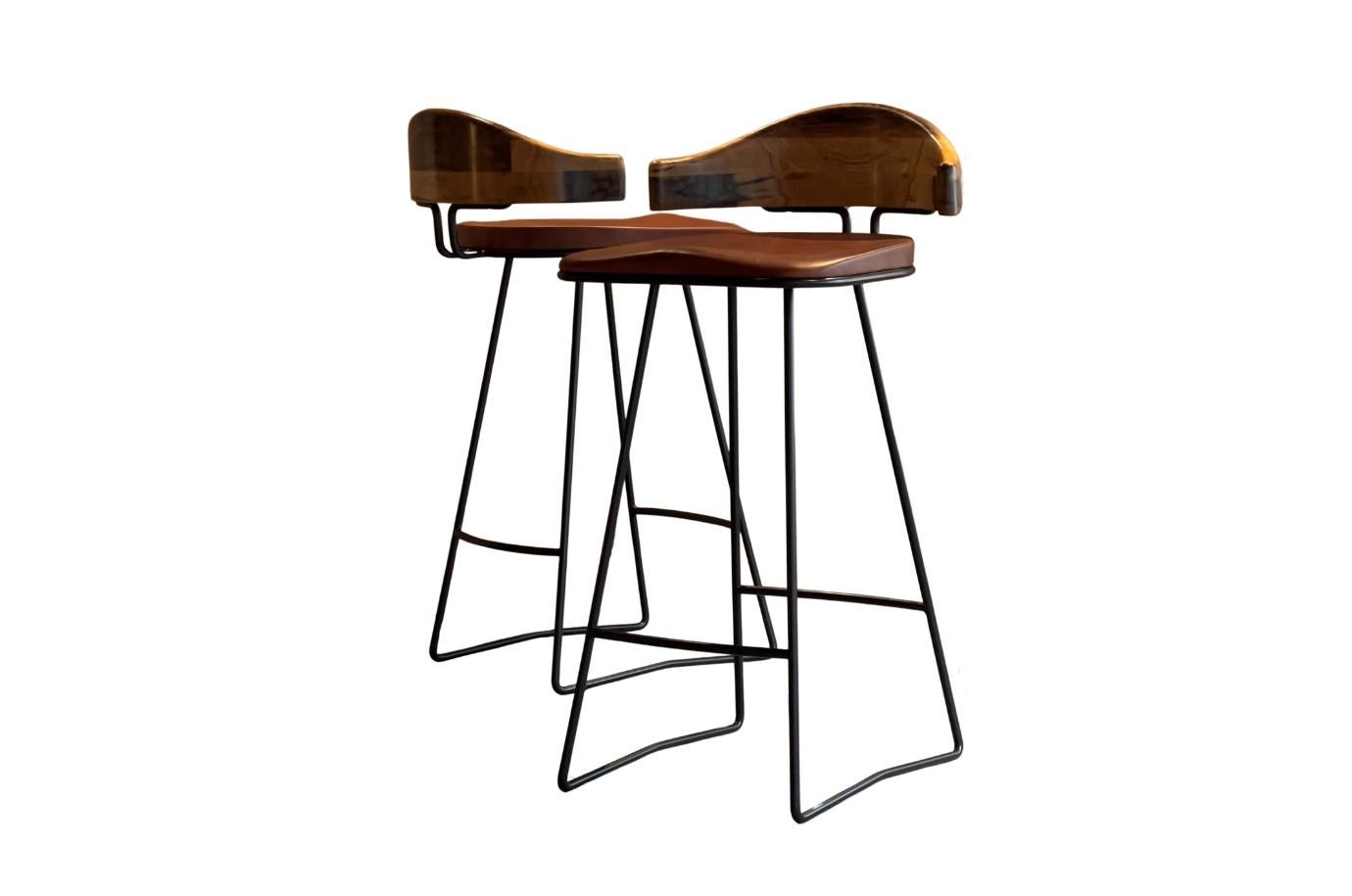 Lebanese Plug stool with back For Sale