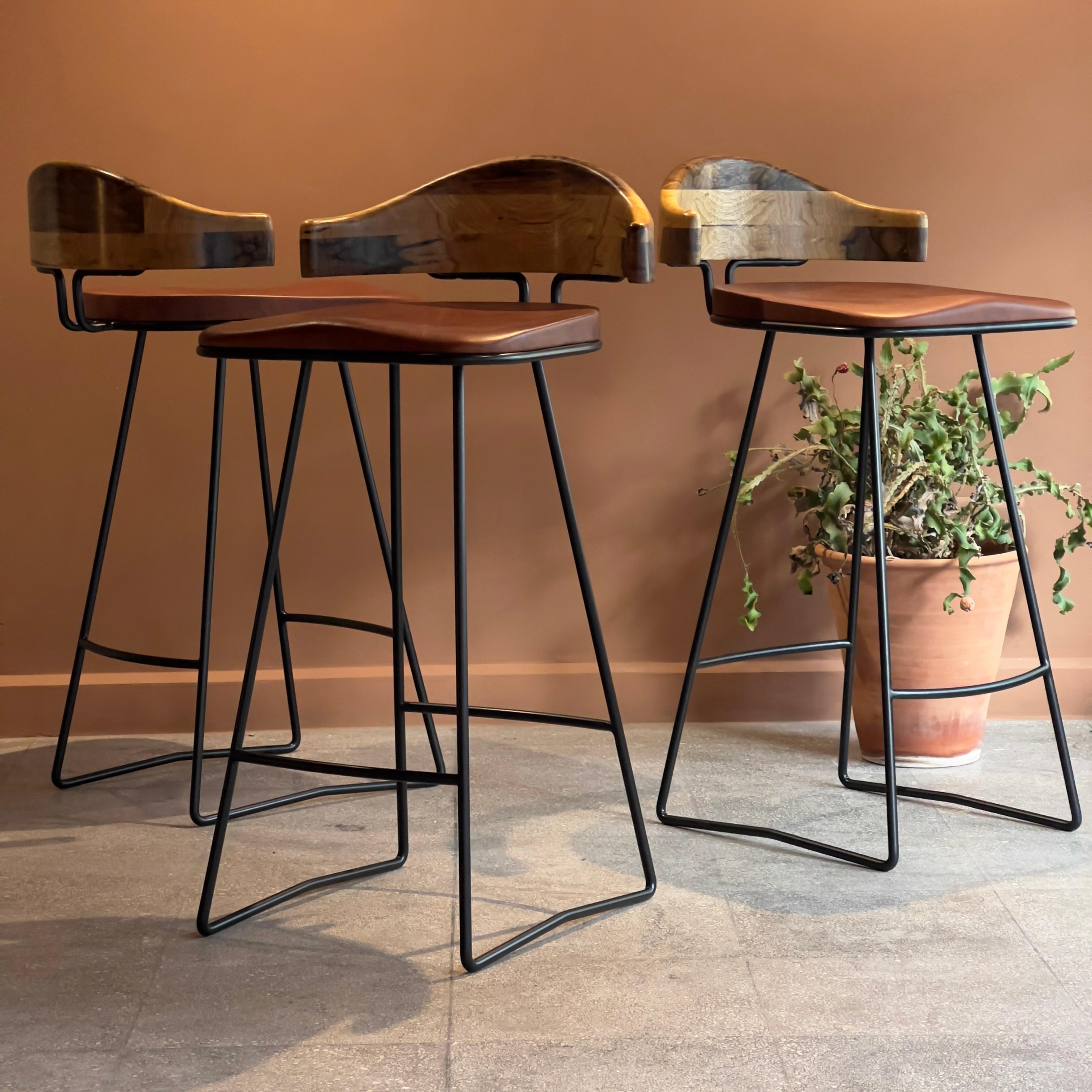 Brushed Plug stool with back For Sale