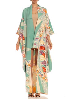 Plum & Beige Silk Blossom Kimono