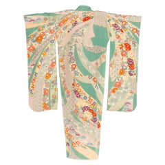 Plum & Beige Silk Blossom Kimono