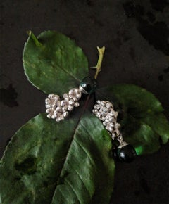 Eighteen Karat Gold Plum Blossom Contemporary Designer Earrings with Diamonds