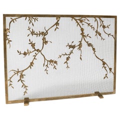 Plum Blossom Fireplace Screen in Aged Gold