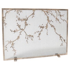 Paravento per caminetto Plum Blossom in argento invecchiato