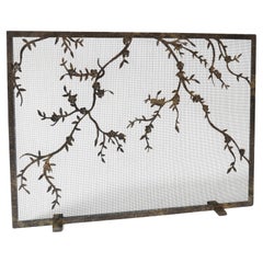 Plum Blossom Fireplace Screen in Gold Rubbed Black