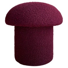 Mushroom Ottoman in Plum Boucle