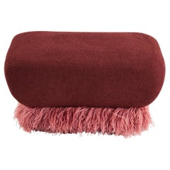 Plum Boucle' With Pink Genuine Ostrich Feather Trimmed, Ostrich Fluff Ottoman