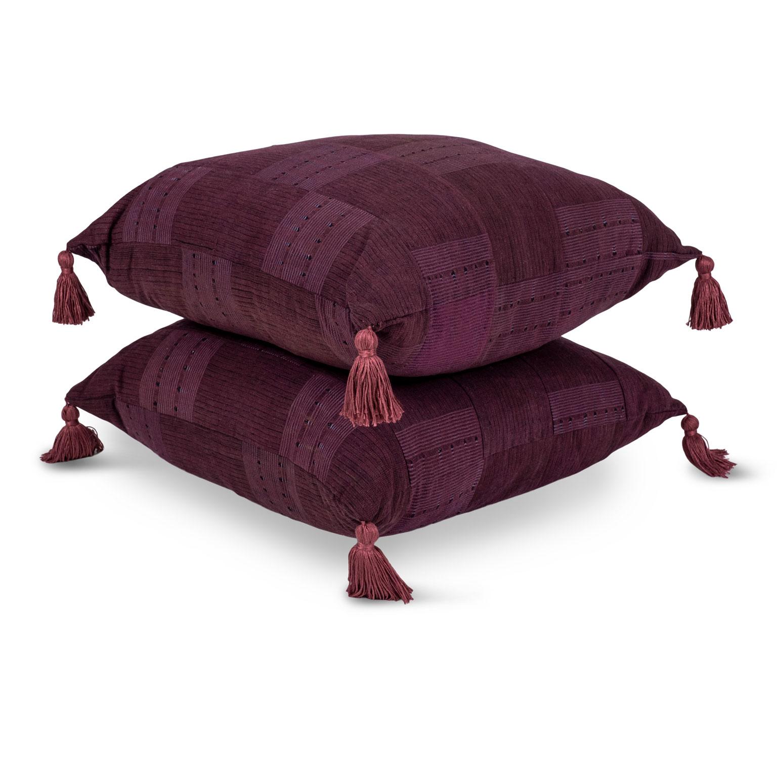 Tribal Plum Color Cushions with Tassels