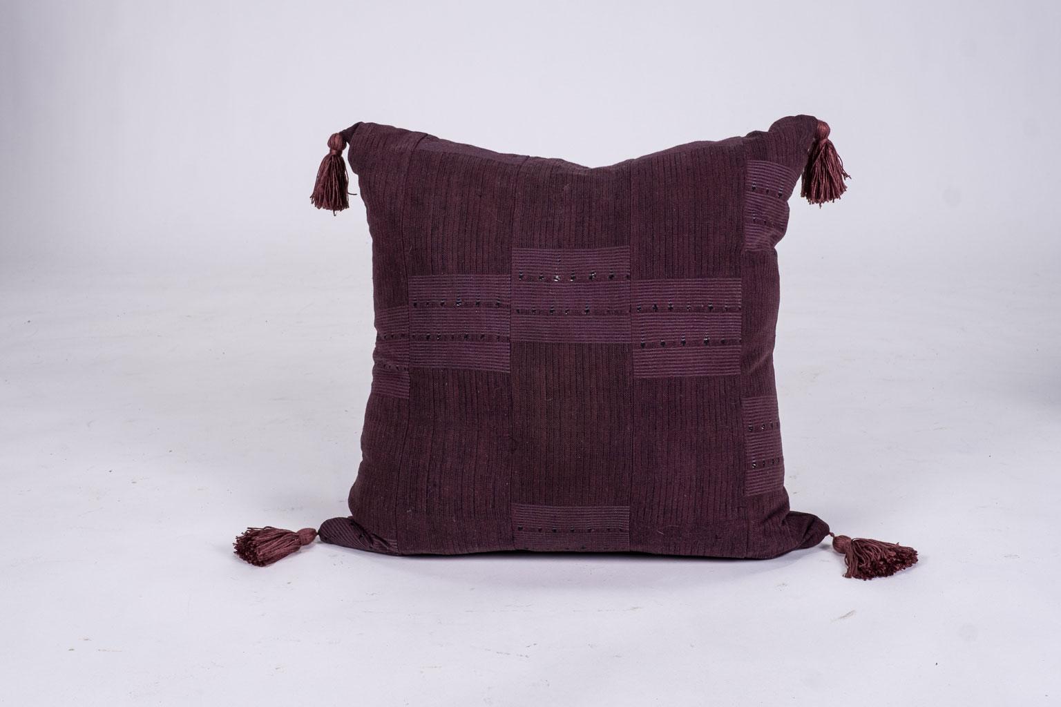 African Plum Color Cushions with Tassels