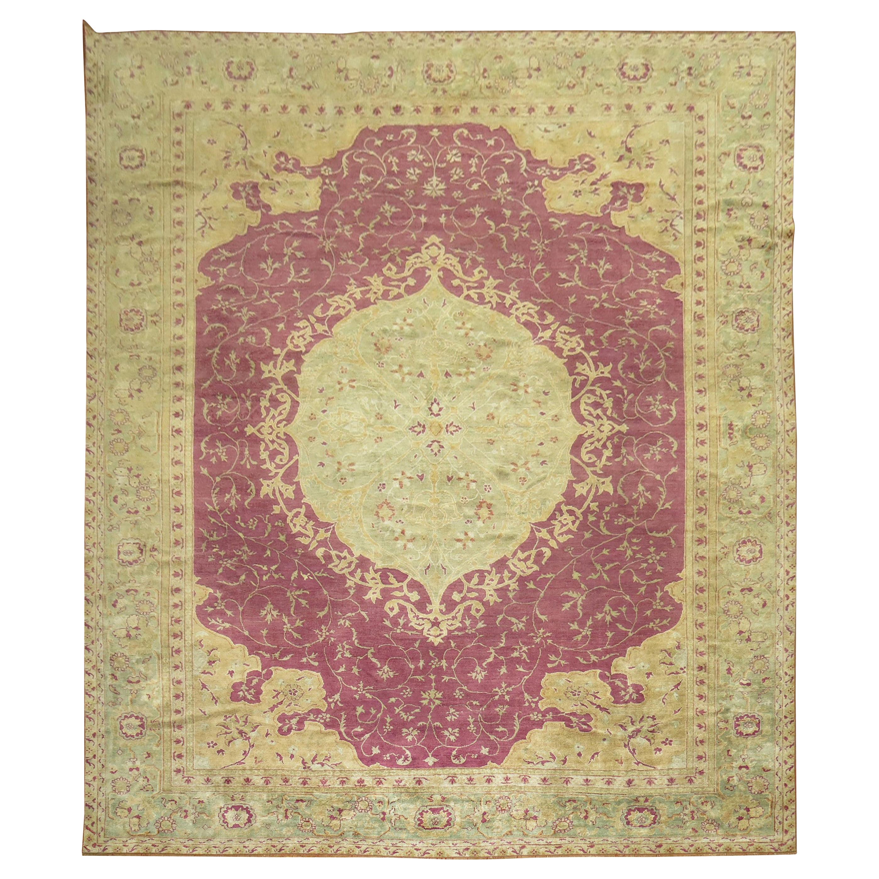 Plum Color Early 20th Century Antique Turkish Ghiordes Rug For Sale