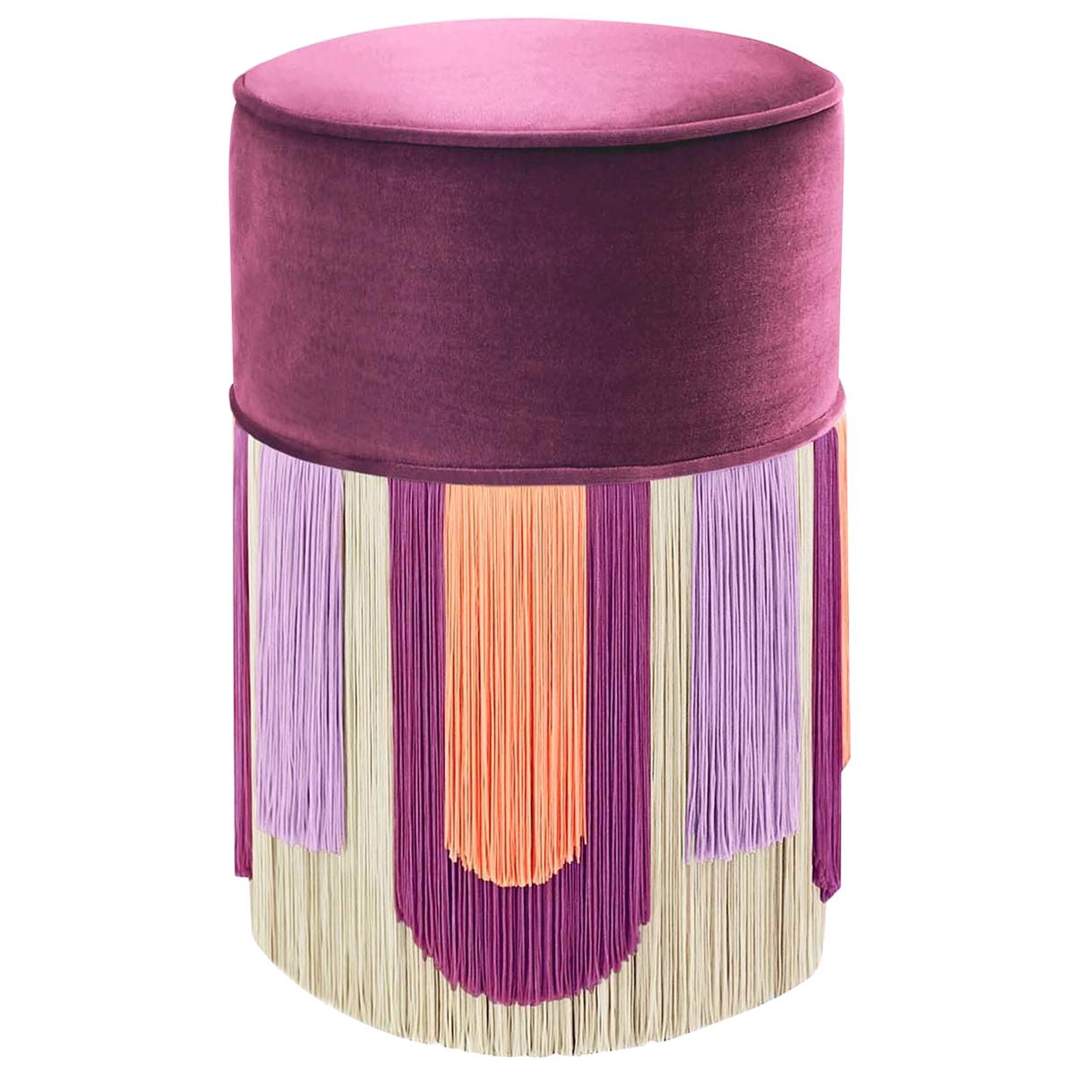 Plum Couture Geometric Couture Deco Pouf For Sale