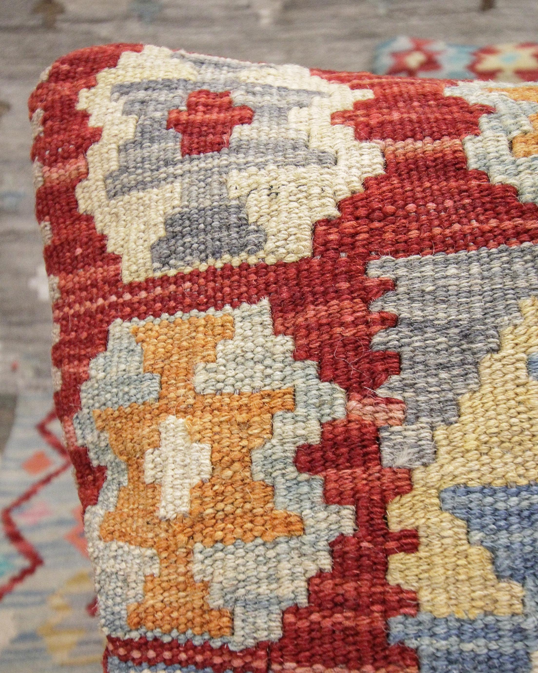 Afghan Plum Kilim Cushion Cover Traditional New Wool Scatter Pillow