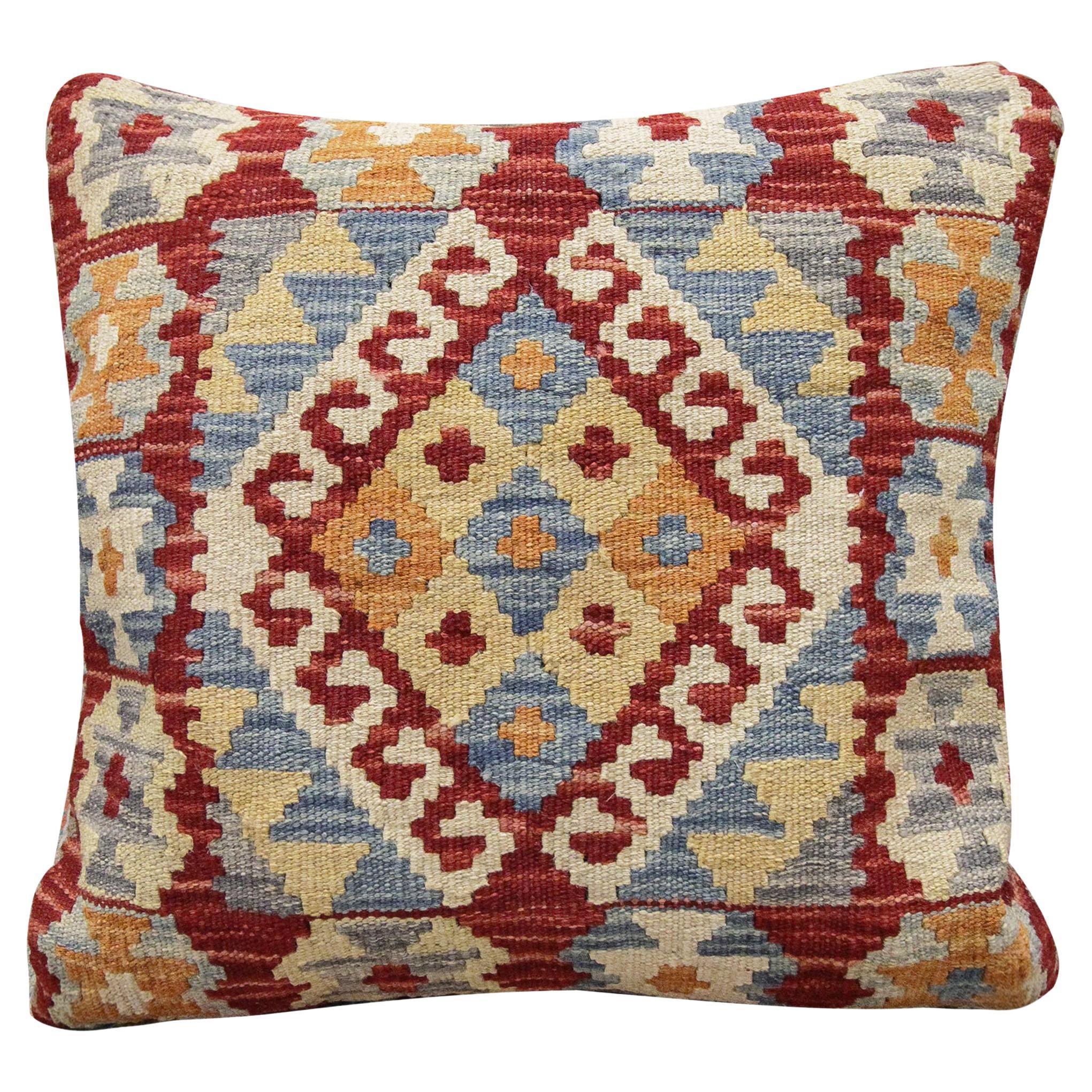 Plum Kilim Cushion Cover Traditional New Wool Scatter Pillow
