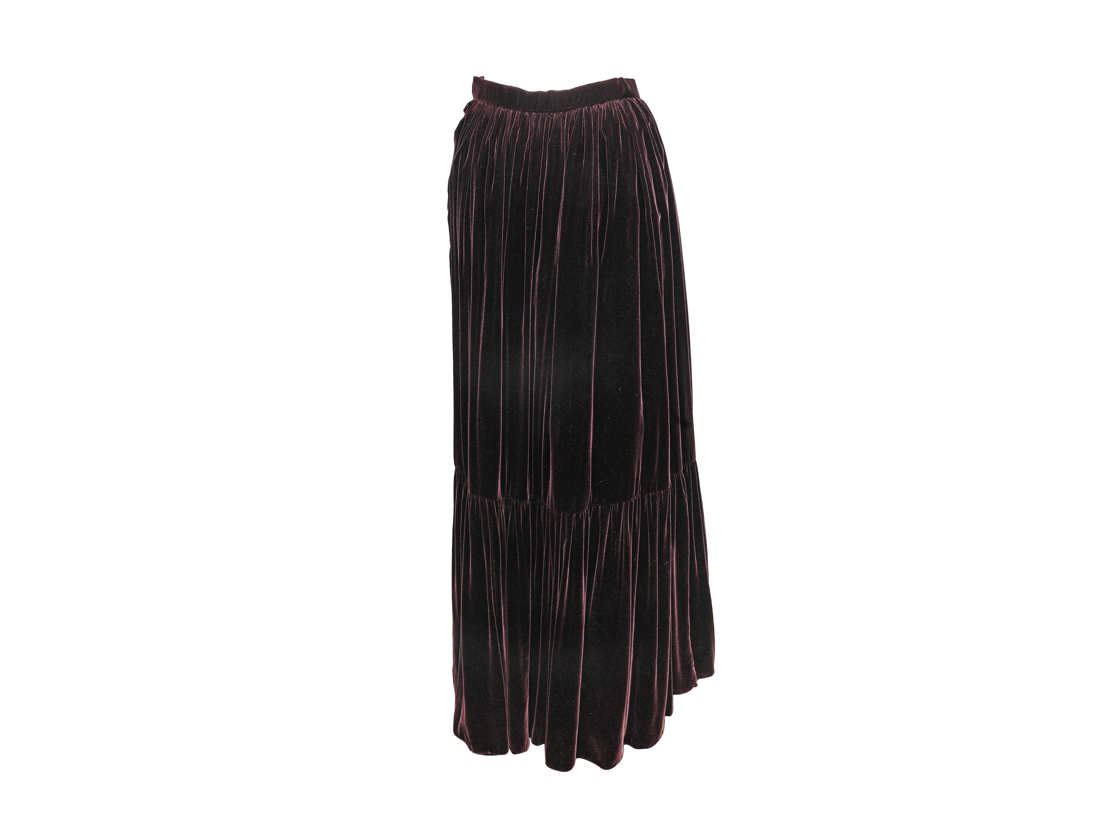 Black Plum Oscar de la Renta Velvet Maxi Skirt Size US 4 For Sale