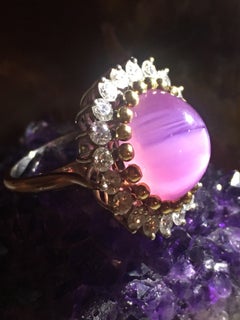 ¡Anillo Zafiro Estrella Rosa Ciruela 16 CT! ¡Halo de diamantes! *Calidad Moviestar*