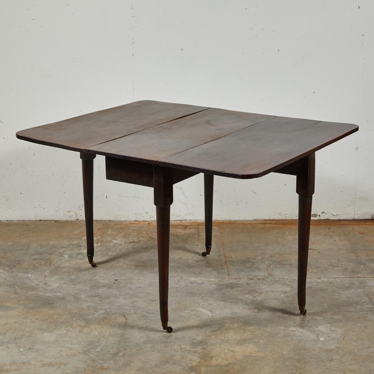 English 18th Century Plum Pudding Mahogany Drop-Leaf Dining or Side Table from England