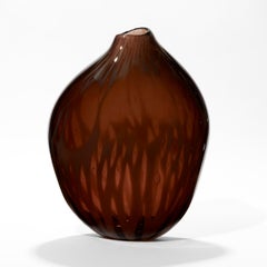 Plum, Rich Red / Brown Hand Blown Sculptural Vessel by Michèle Oberdieck