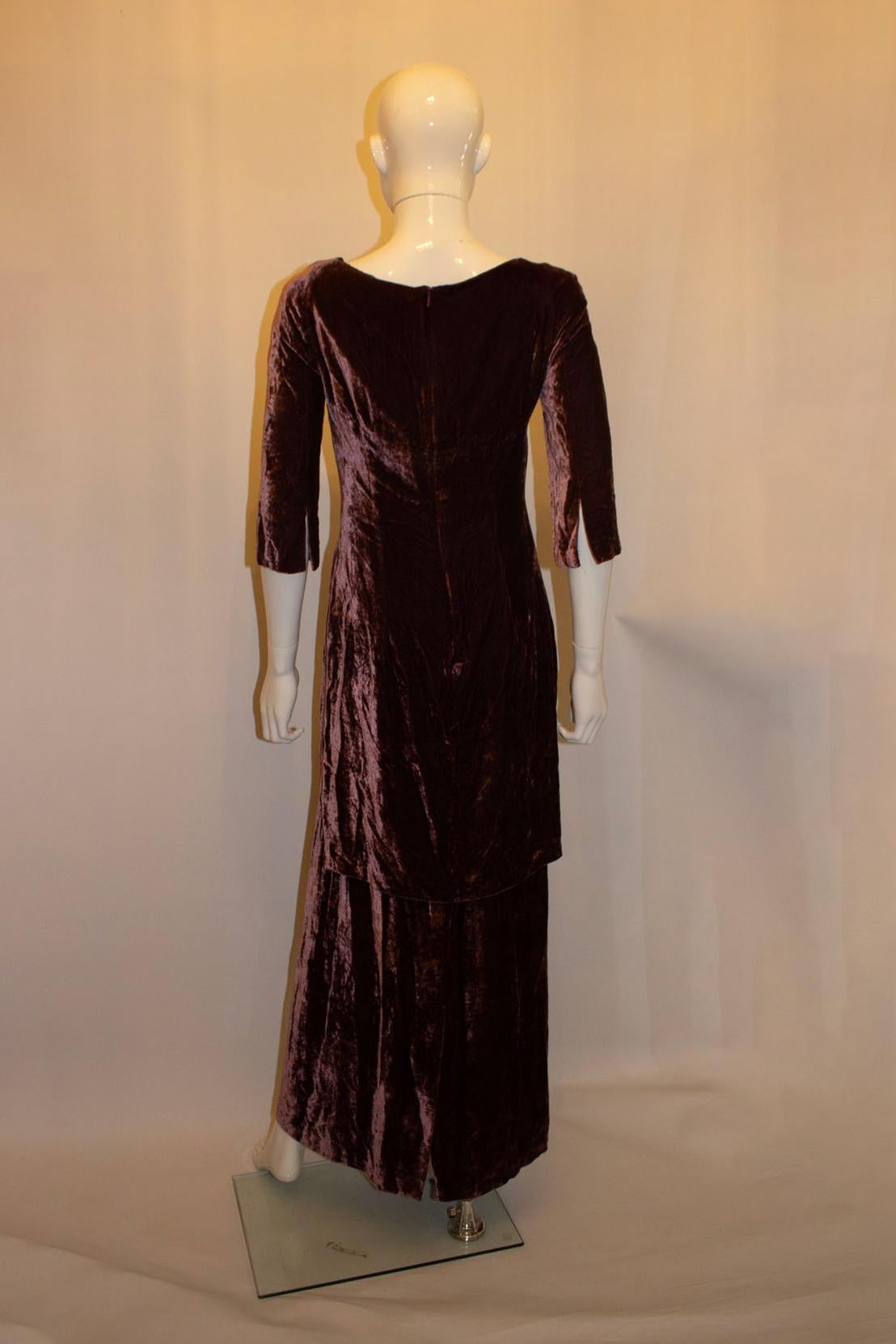 Women's Plum Silk Velvet Dress by Paule Vasseur Paris For Sale