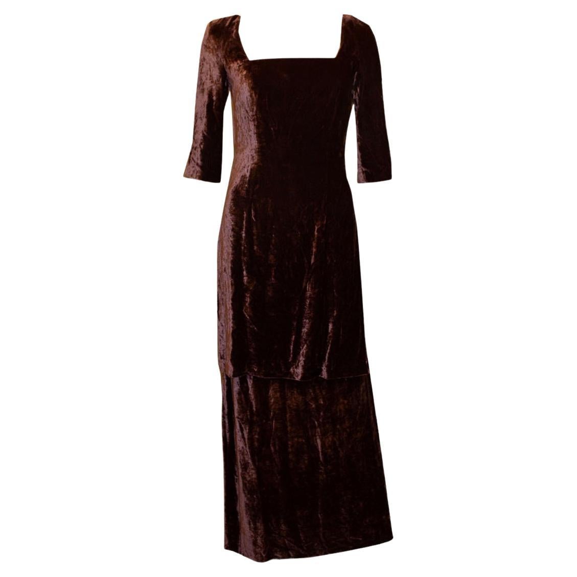 Plum Silk Velvet Dress by Paule Vasseur Paris For Sale