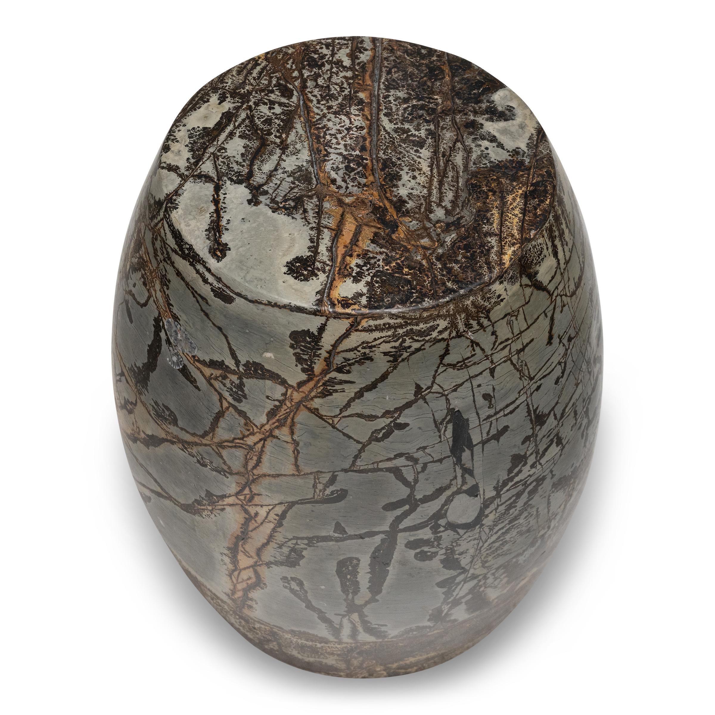 Poli Table tambour en pierre Plum Tree Painting en vente